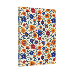 Mexican Floral Fiesta Pattern 001 - 18 in x 24 in Matte Canvas, Stretched, 1.25 in