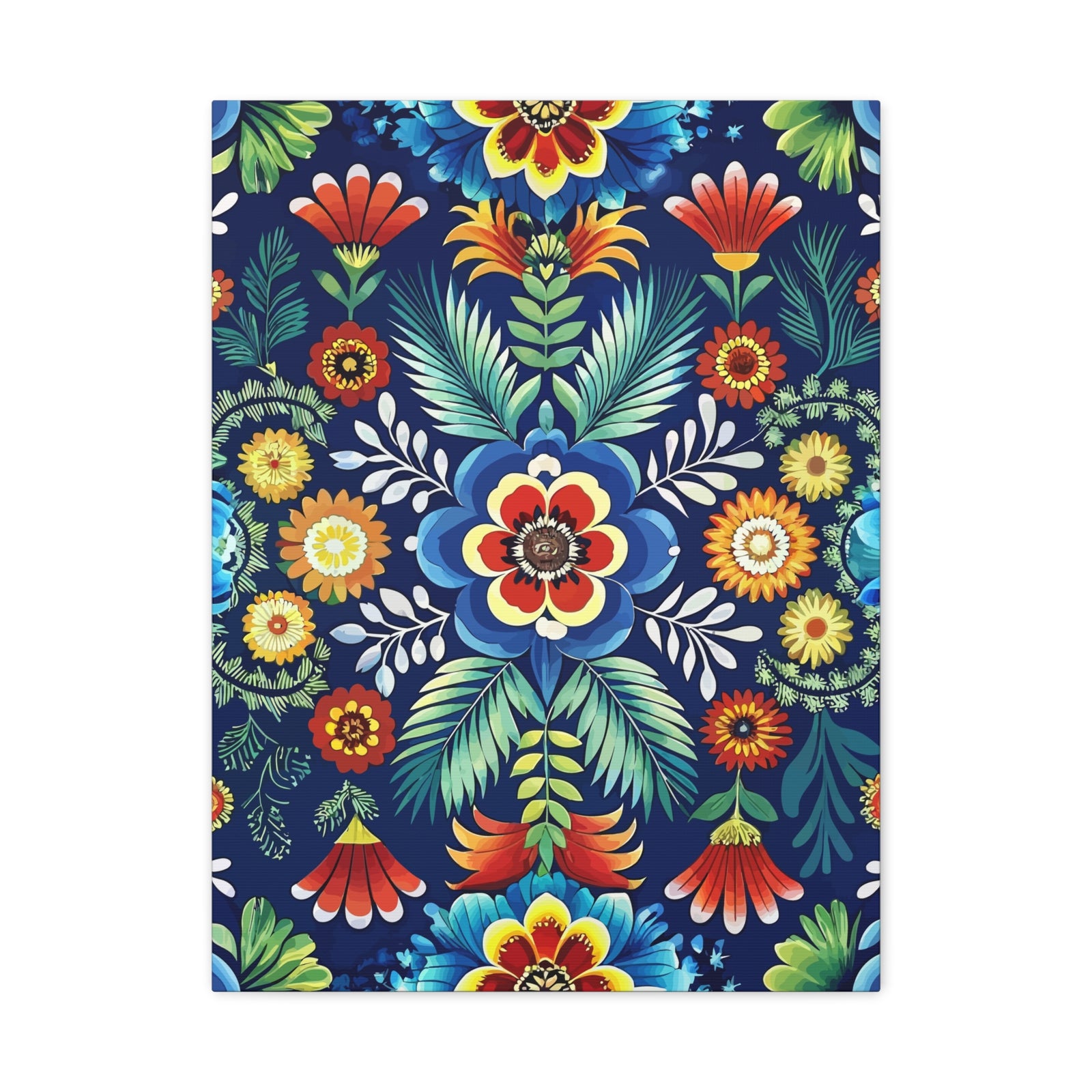 Folk Floral Pattern, Polish Inspired 04 - 18 in x 24 in Matte Canvas, Stretched, 1.25 in