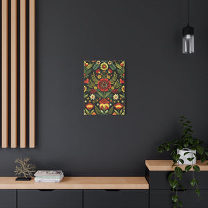 Folk Floral Pattern, Serbian Inspired 01 - 18 in x 24 in Matte Canvas, Stretched, 1.25 in
