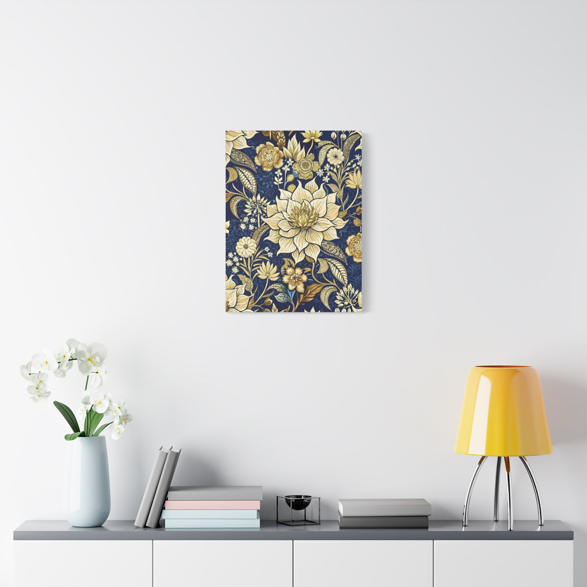 Folk Floral Pattern, Indonesian Inspired 01 - 18 in x 24 in Matte Canvas, Stretched, 1.25 in