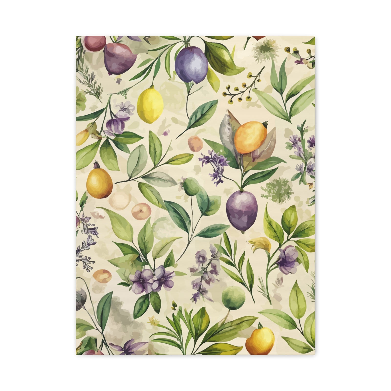 Folk Floral Pattern, Italian Inspired 01 - 18 in x 24 in Matte Canvas, Stretched, 1.25 in