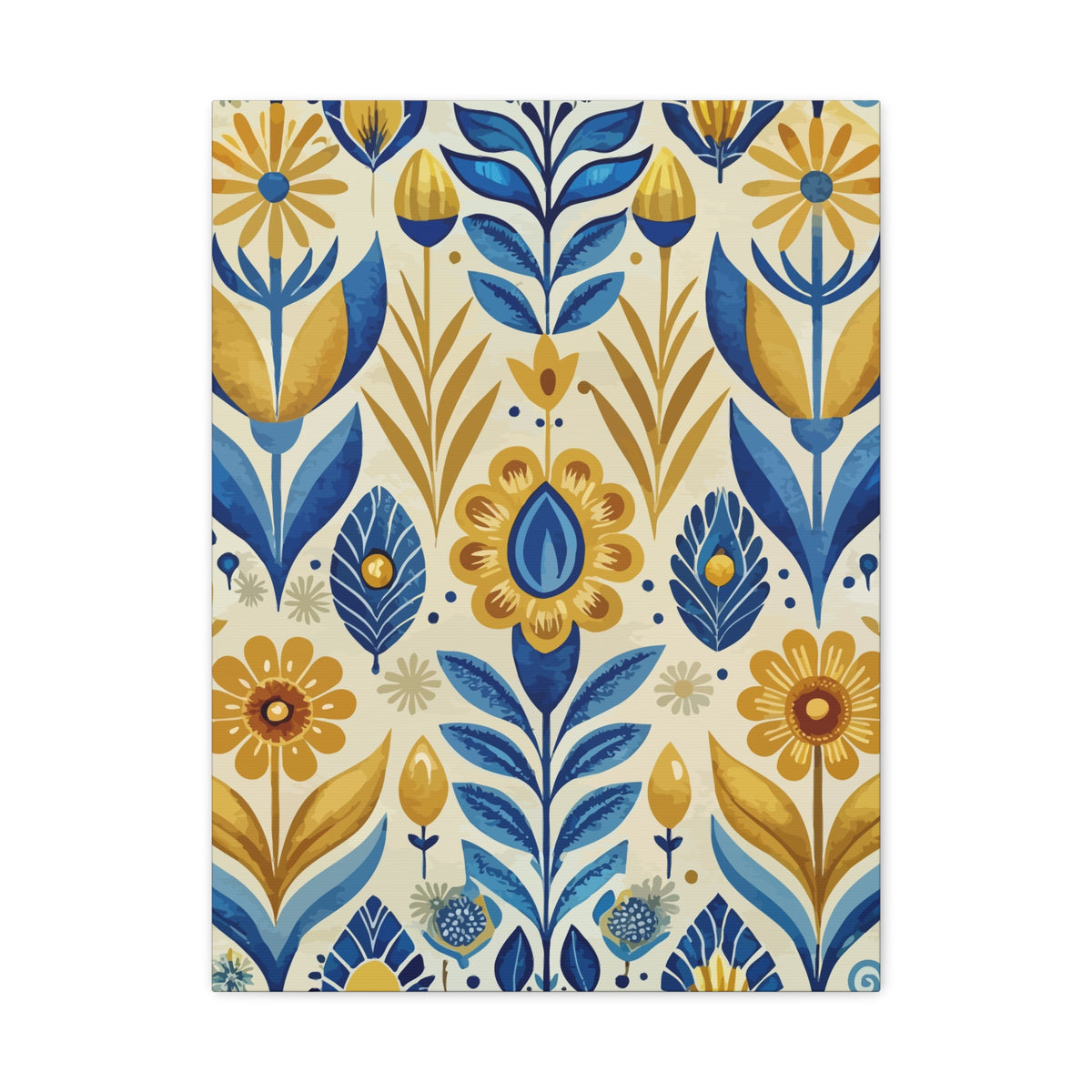 Folk Floral Pattern, Scandinavian Inspired 04 - 18 in x 24 in Matte Canvas, Stretched, 1.25 in