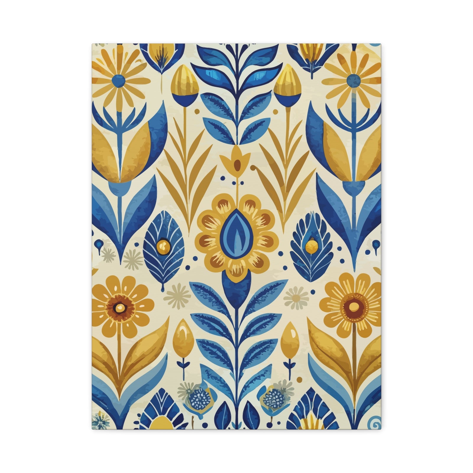 Folk Floral Pattern, Scandinavian Inspired 04 - 18 in x 24 in Matte Canvas, Stretched, 1.25 in