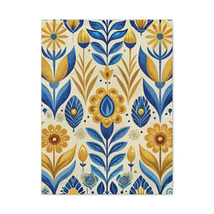 Folk Floral Pattern, Scandinavian Inspired 04 - 18 in x 24 in Matte Canvas, Stretched, 1.25 in