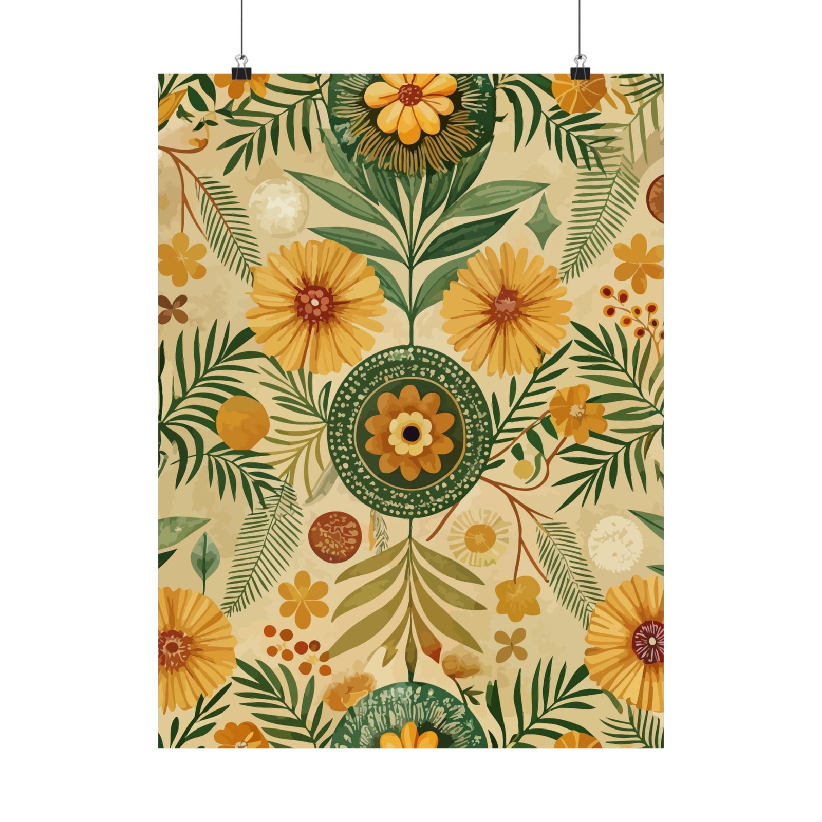 Folk Floral Pattern, Kenyan Inspired 01 - 18 in x 24 in Matte Poster
