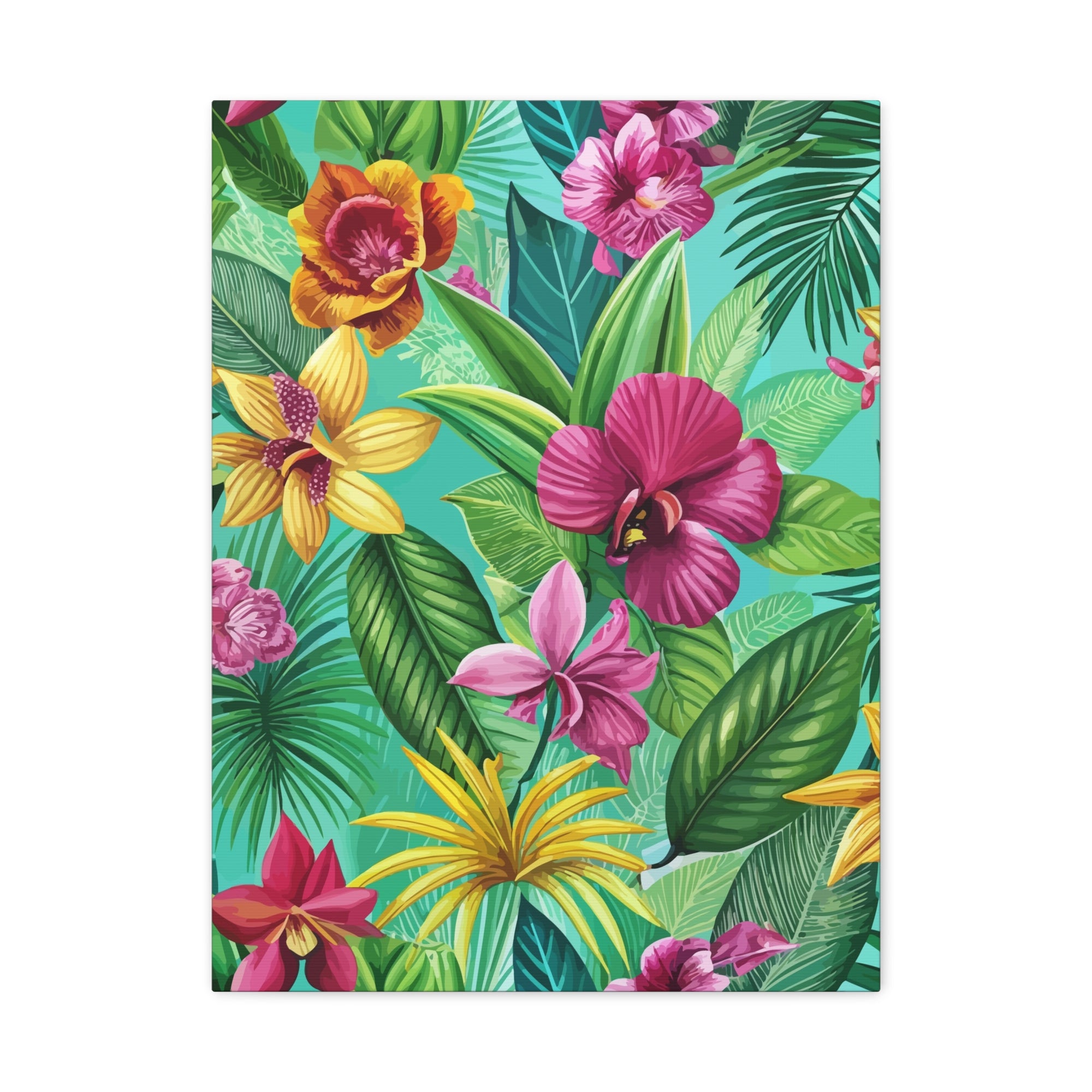 Folk Floral Pattern, Colombian Inspired 01 - 18 in x 24 in Matte Canvas, Stretched, 1.25 in