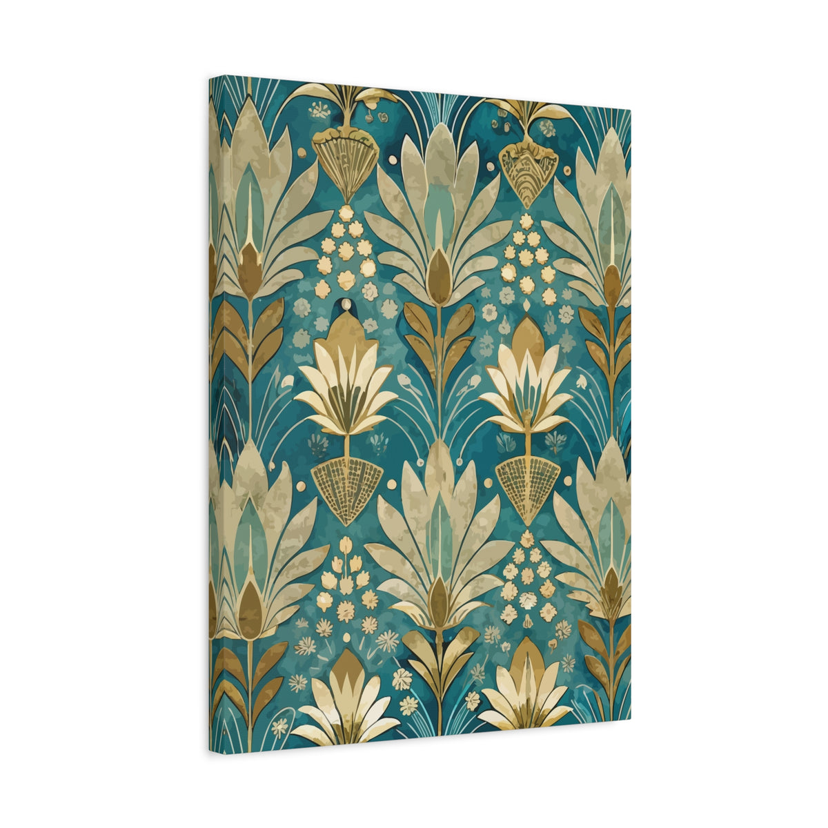 Folk Floral Pattern, Egyptian Inspired 02 - 18 in x 24 in Matte Canvas, Stretched, 1.25 in