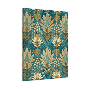 Folk Floral Pattern, Egyptian Inspired 02 - 18 in x 24 in Matte Canvas, Stretched, 1.25 in