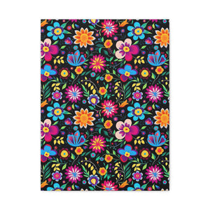 Mexican Floral Fiesta Pattern 034 - 18 in x 24 in Matte Canvas, Stretched, 1.25 in