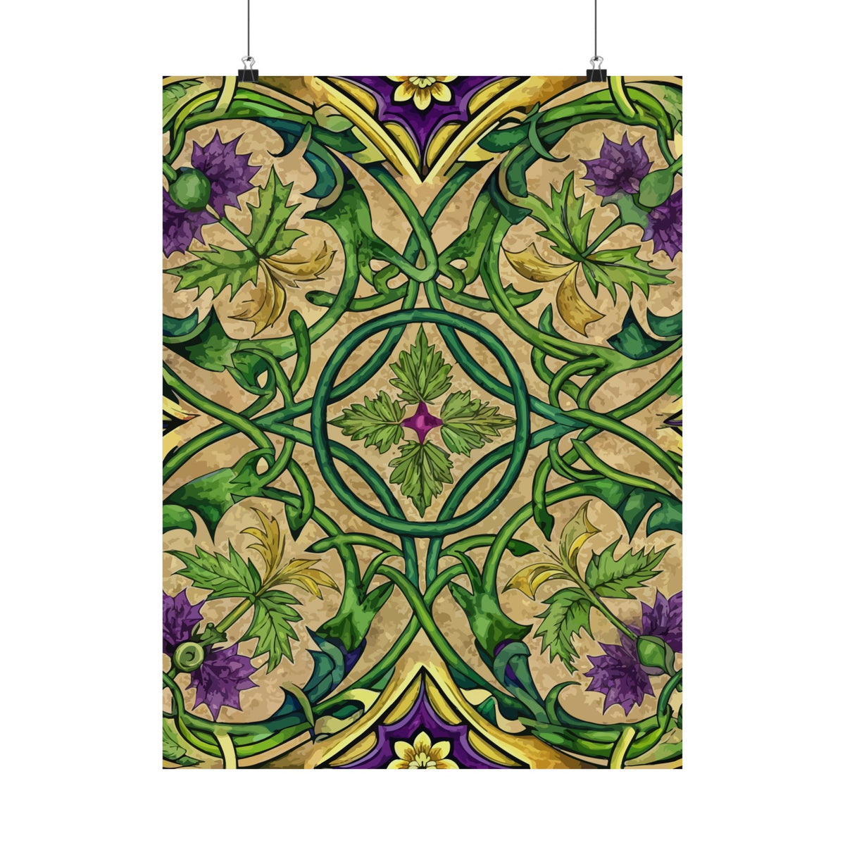 Folk Floral Pattern, Celtic Inspired 01 - 18 in x 24 in Matte Poster