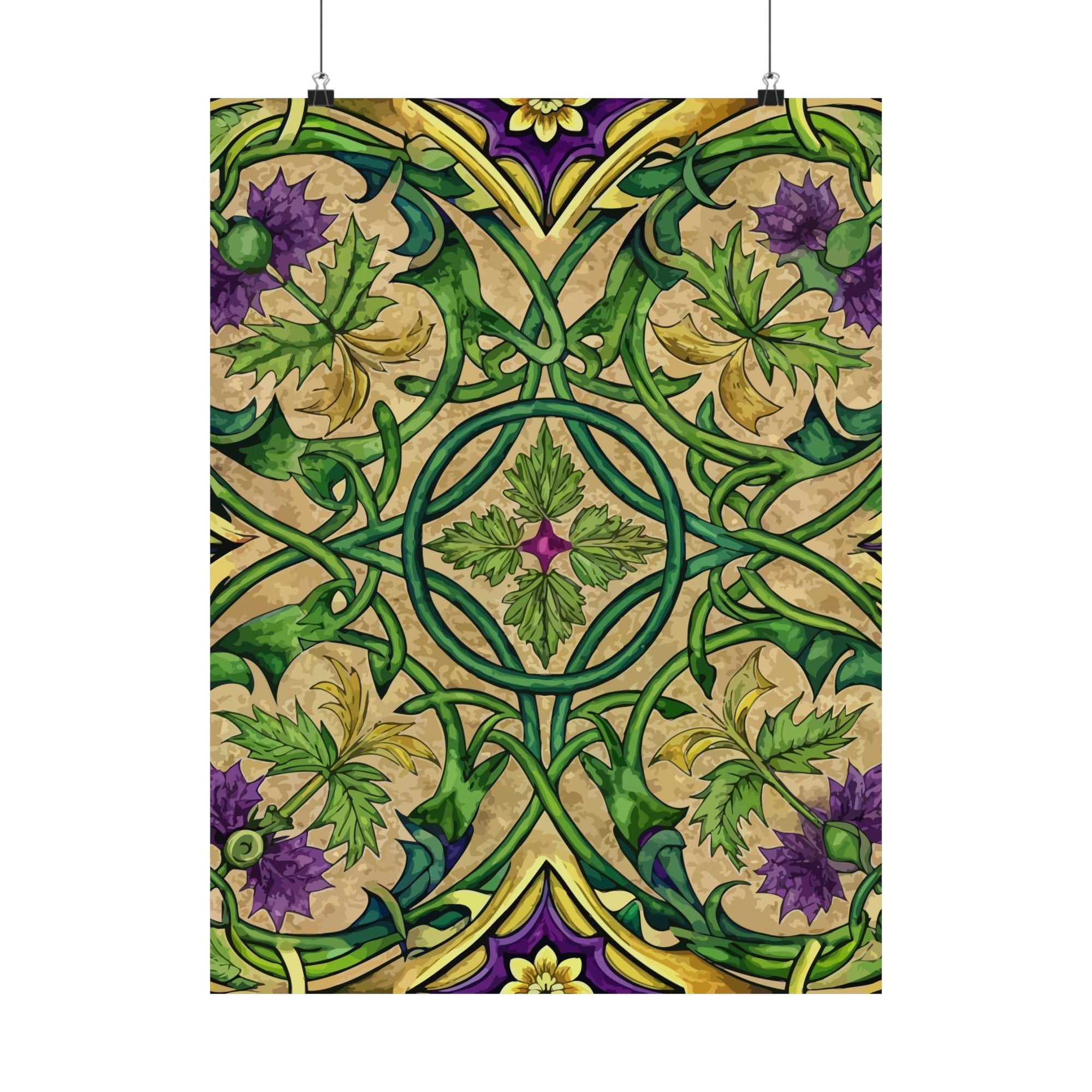 Folk Floral Pattern, Celtic Inspired 01 - 18 in x 24 in Matte Poster