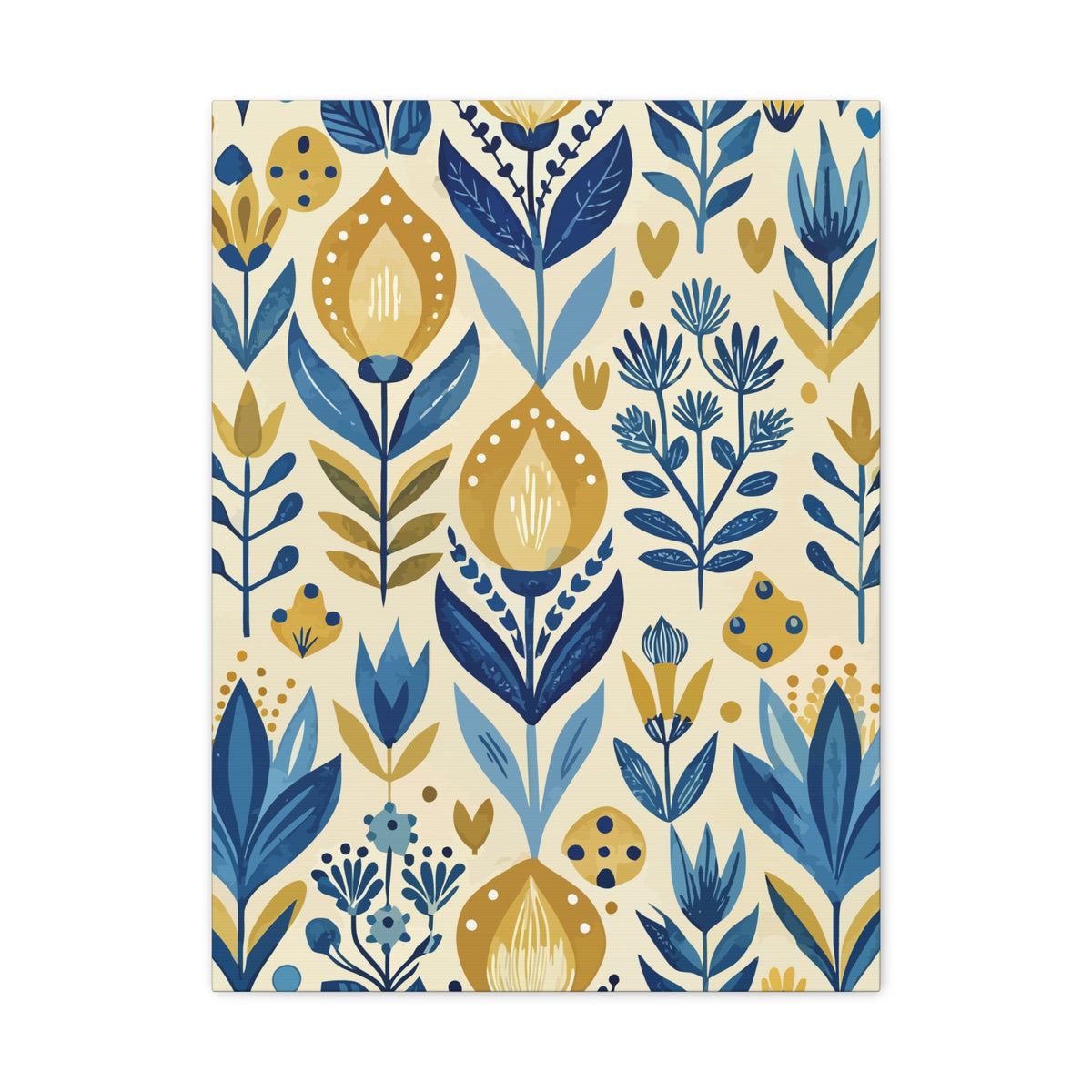 Folk Floral Pattern, Scandinavian Inspired 03 - 18 in x 24 in Matte Canvas, Stretched, 1.25 in