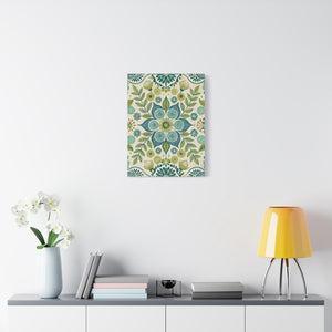 Folk Floral Pattern, Scandinavian Inspired 08 - 18 in x 24 in Matte Canvas, Stretched, 1.25 in