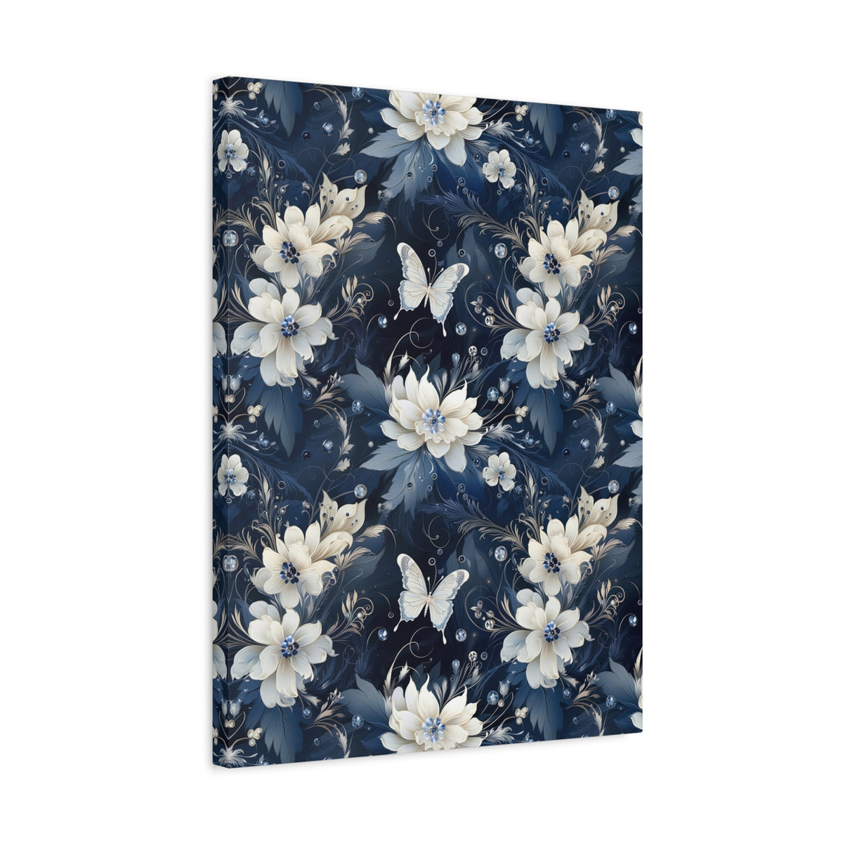 Nocturnal Bloom Pattern 004 - 18 in x 24 in Matte Canvas, Stretched, 1.25 in