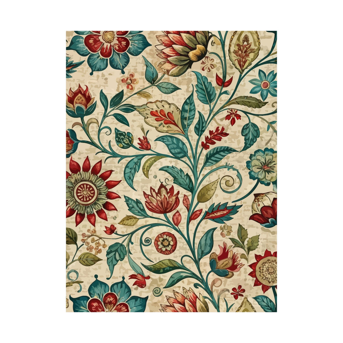 Folk Floral Pattern, Indian Inspired 06 - 18 in x 24 in Matte Poster