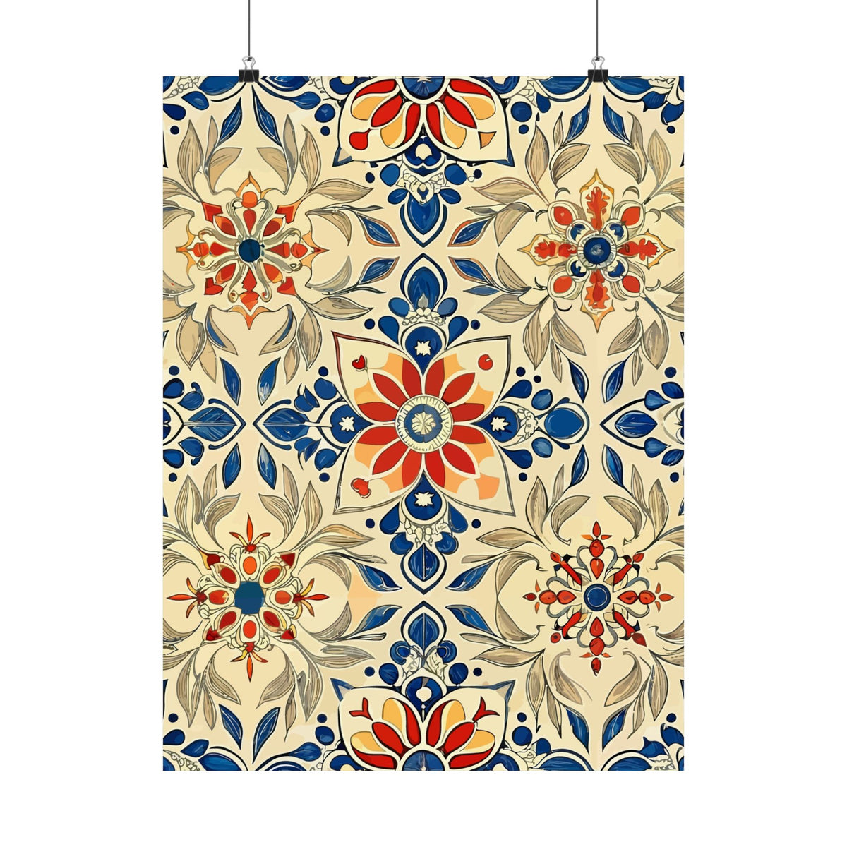 Folk Floral Pattern, Moroccan Inspired 07 - 18 in x 24 in Matte Poster
