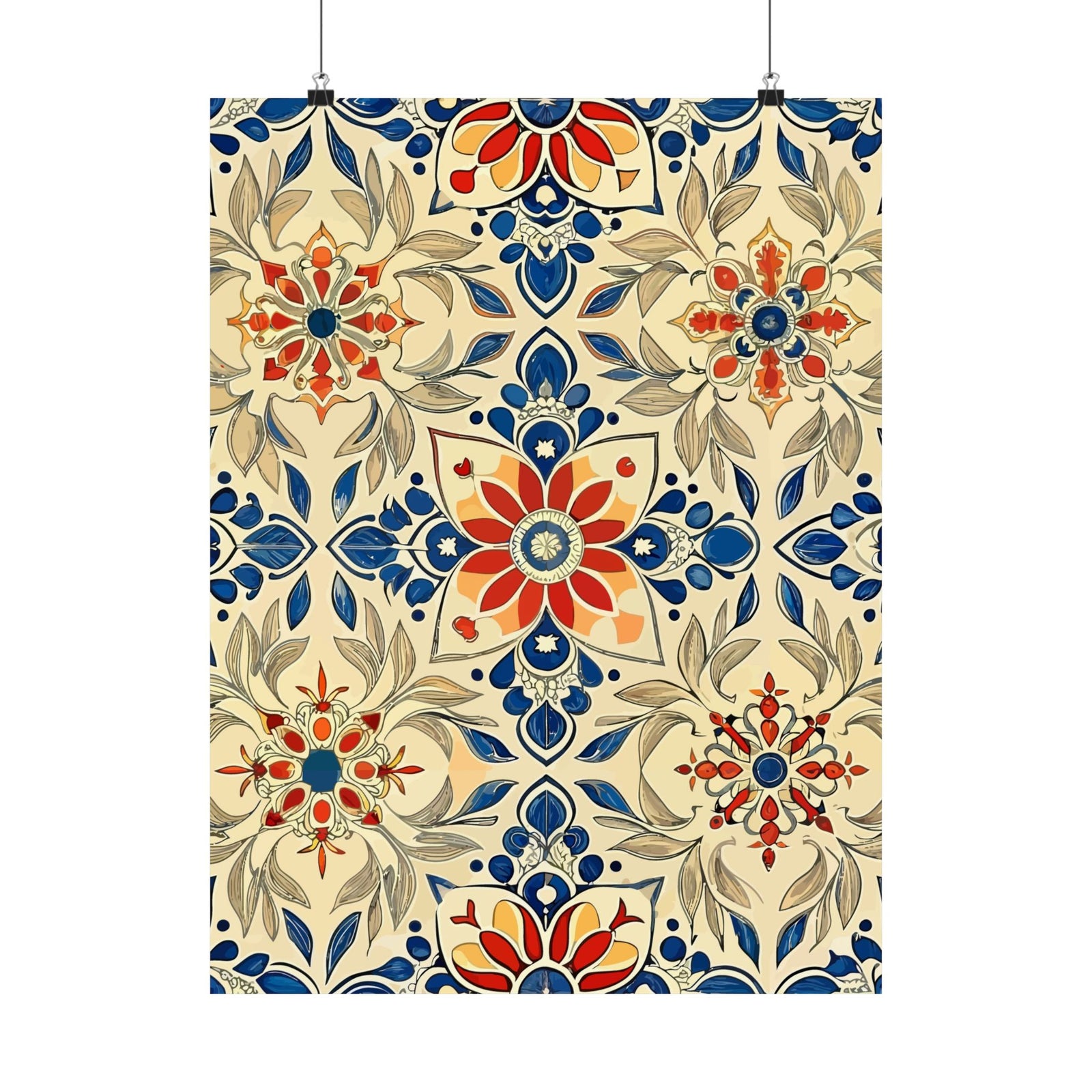 Folk Floral Pattern, Moroccan Inspired 07 - 18 in x 24 in Matte Poster