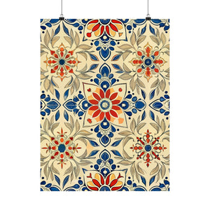 Folk Floral Pattern, Moroccan Inspired 07 - 18 in x 24 in Matte Poster