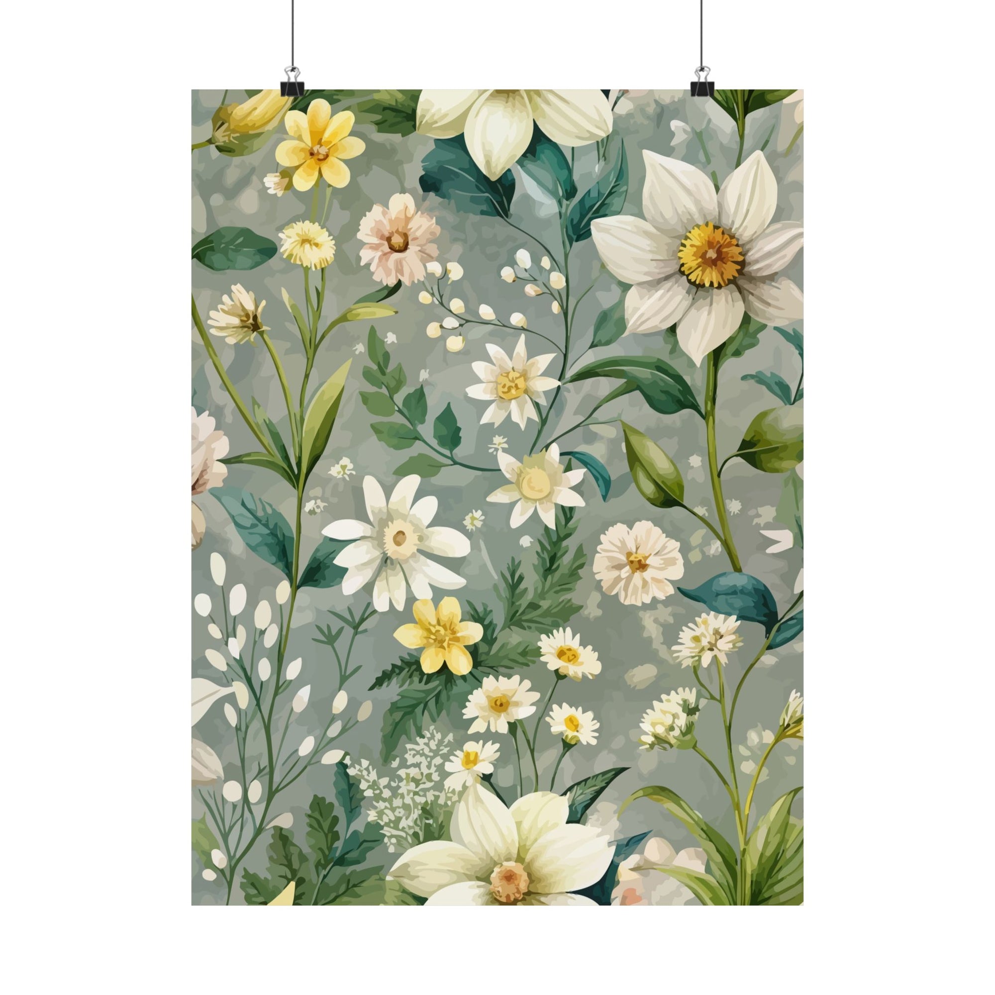 Folk Floral Pattern, Alpine Inspired 02 - 18 in x 24 in Matte Poster