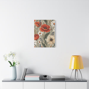 Wildflowers Pattern 020 - 18 in x 24 in Matte Canvas, Stretched, 1.25 in