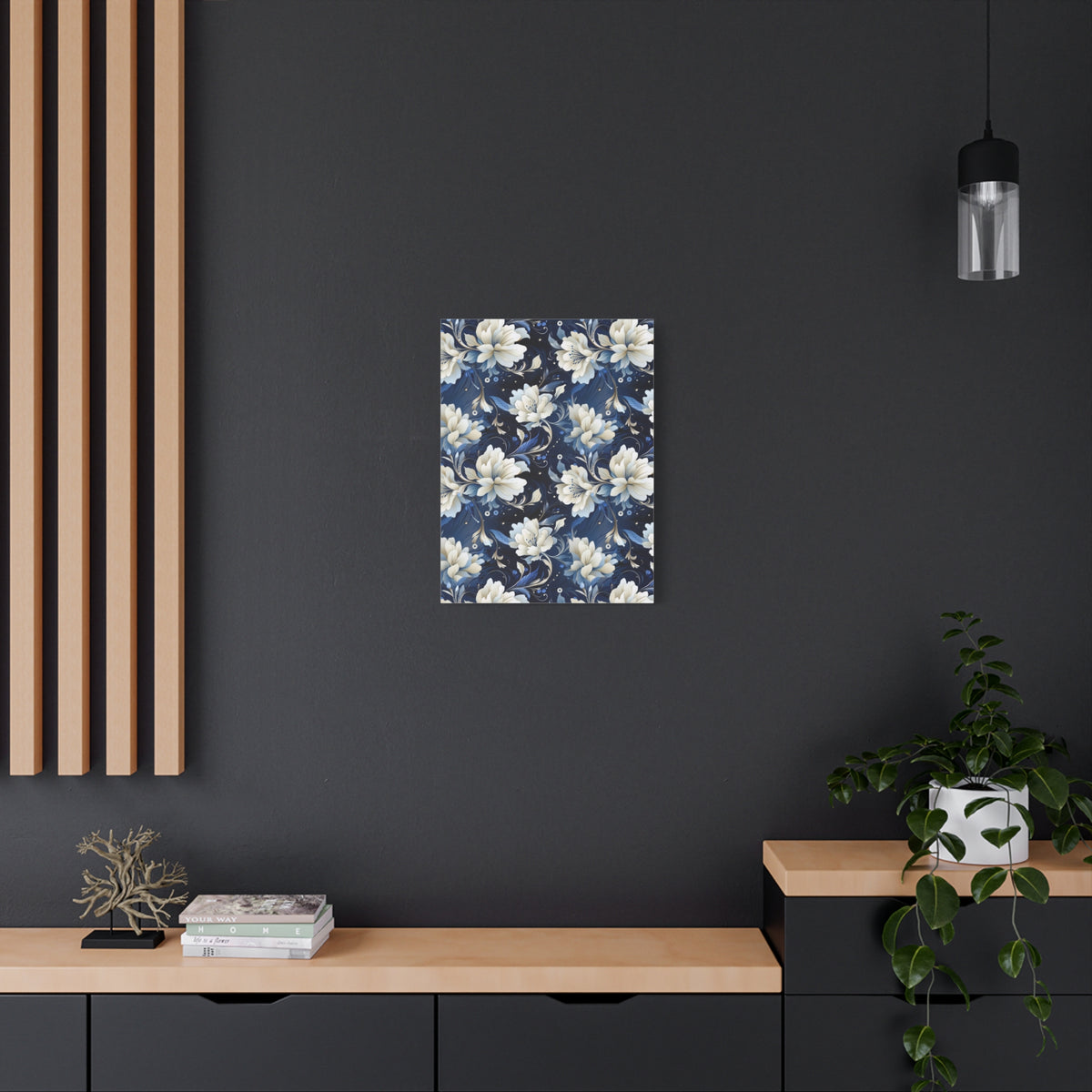 Nocturnal Bloom Pattern 011 - 18 in x 24 in Matte Canvas, Stretched, 1.25 in
