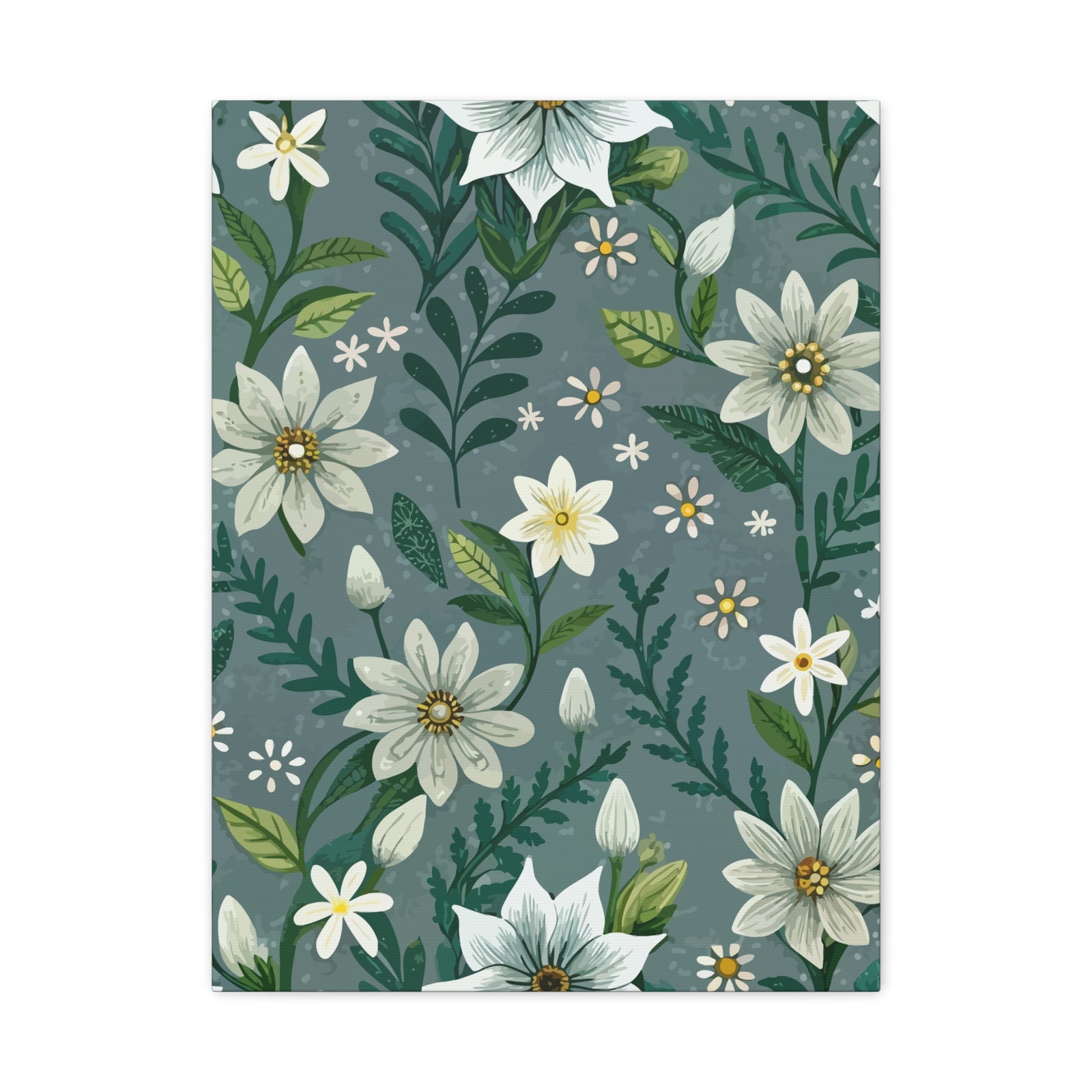 Folk Floral Pattern, Alpine Inspired 05 - 18 in x 24 in Matte Canvas, Stretched, 1.25 in