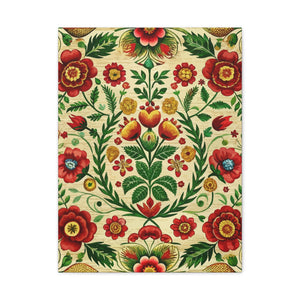 Folk Floral Pattern, Romanian Inspired 06 - 18 in x 24 in Matte Canvas, Stretched, 1.25 in