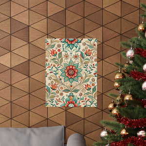 Folk Floral Pattern, Moroccan Inspired 02 - 18 in x 24 in Matte Poster