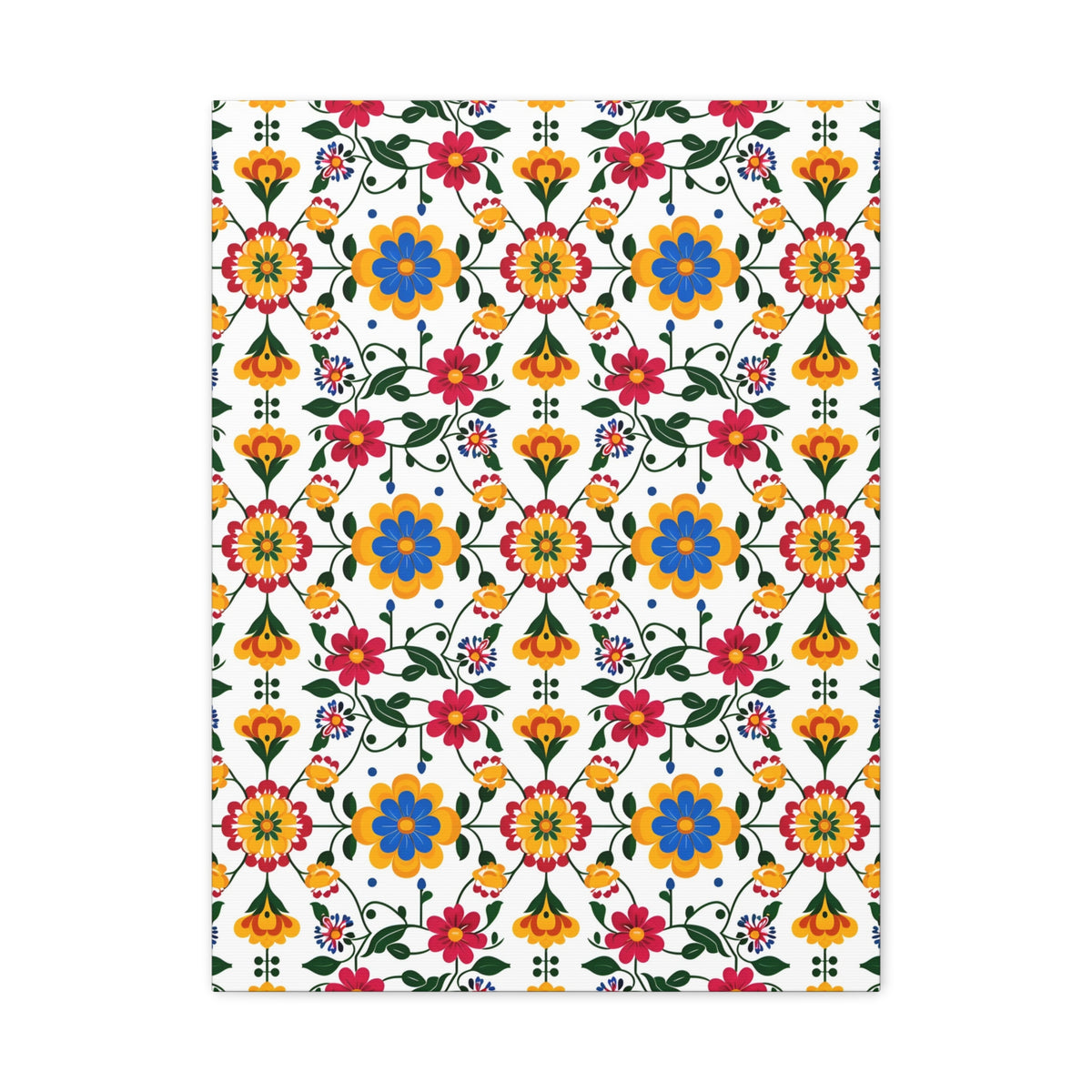 Mexican Floral Fiesta Pattern 018 - 18 in x 24 in Matte Canvas, Stretched, 1.25 in