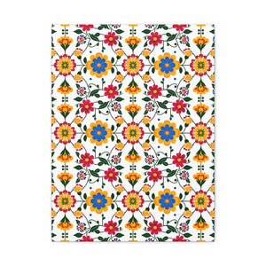 Mexican Floral Fiesta Pattern 018 - 18 in x 24 in Matte Canvas, Stretched, 1.25 in