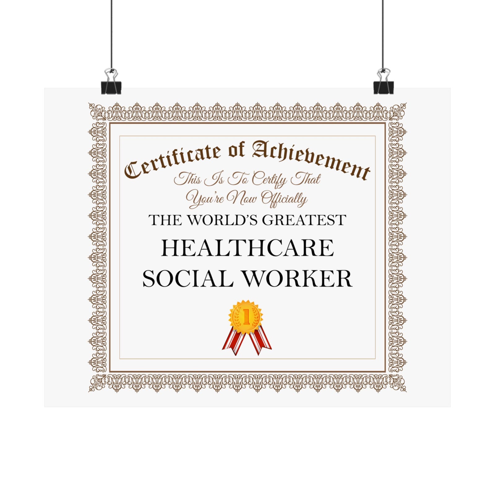 World's Greatest Healthcare Social Worker - 14 in x 11 in Matte Poster