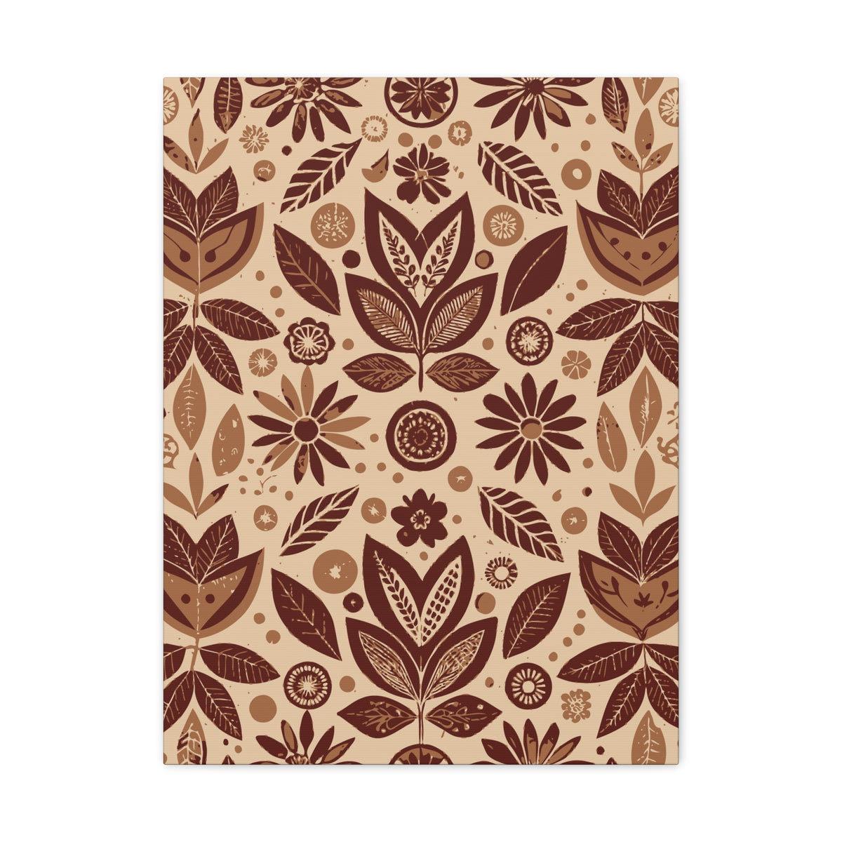 Folk Floral Pattern, Aztec Inspired 02 - 18 in x 24 in Matte Canvas, Stretched, 1.25 in