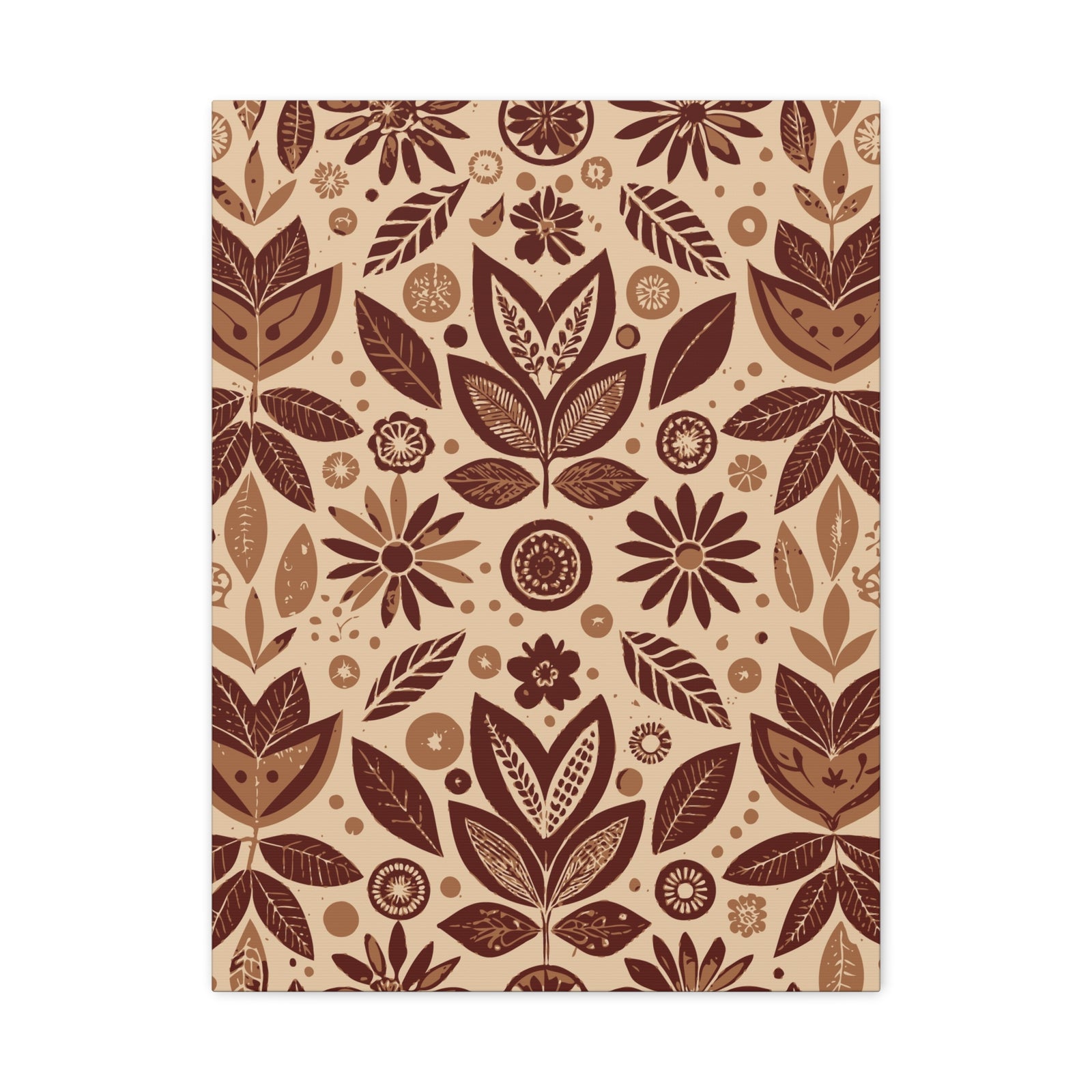 Folk Floral Pattern, Aztec Inspired 02 - 18 in x 24 in Matte Canvas, Stretched, 1.25 in