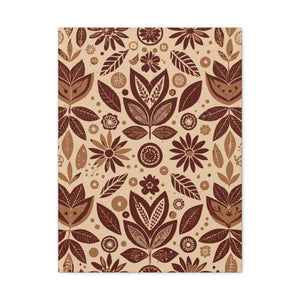 Folk Floral Pattern, Aztec Inspired 02 - 18 in x 24 in Matte Canvas, Stretched, 1.25 in