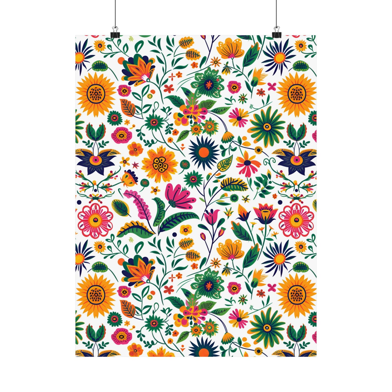 Mexican Floral Fiesta Pattern 015 - 18 in x 24 in Matte Poster