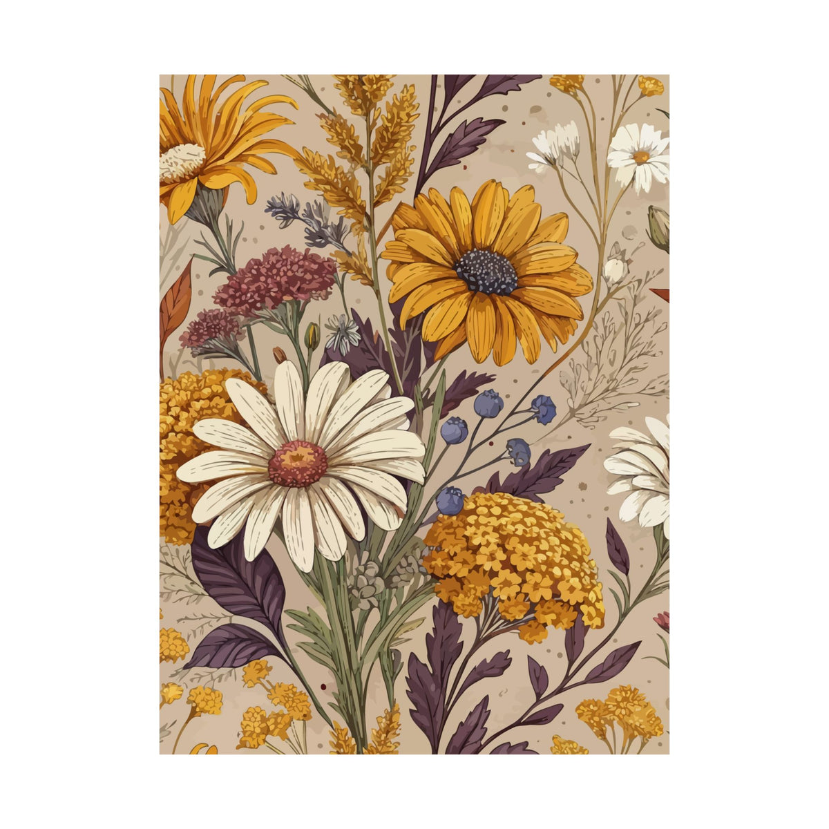 Wildflowers Pattern 023 - 18 in x 24 in Matte Poster