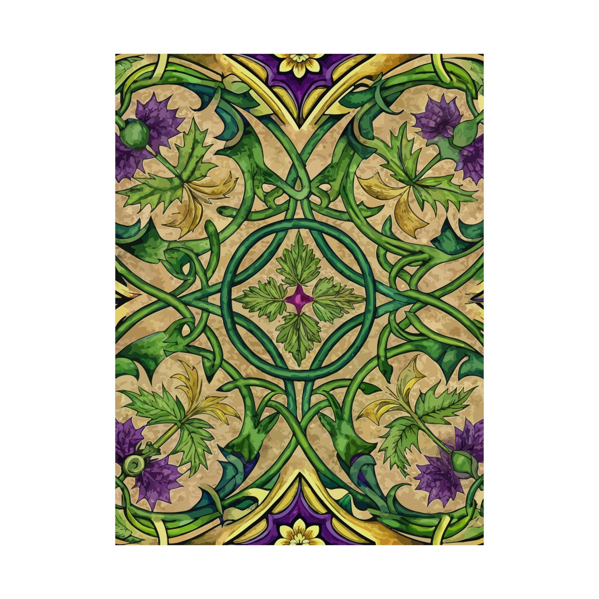 Folk Floral Pattern, Celtic Inspired 01 - 18 in x 24 in Matte Poster