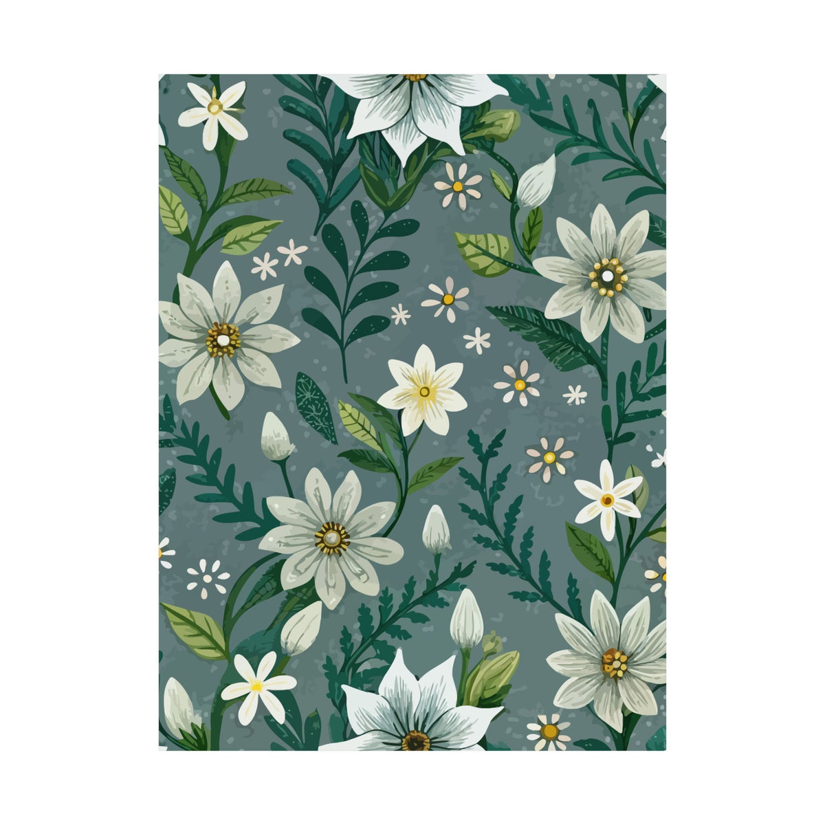 Folk Floral Pattern, Alpine Inspired 05 - 18 in x 24 in Matte Poster