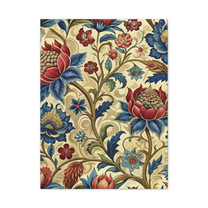 Folk Floral Pattern, Mongolian Inspired 02 - 18 in x 24 in Matte Canvas, Stretched, 1.25 in
