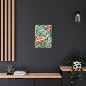 Folk Floral Pattern, Balinese Inspired 01 - 18 in x 24 in Matte Canvas, Stretched, 1.25 in