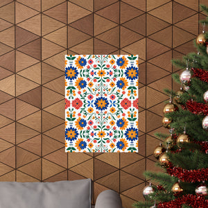 Mexican Floral Fiesta Pattern 016 - 18 in x 24 in Matte Poster