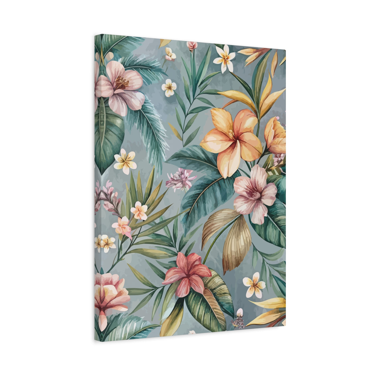 Folk Floral Pattern, Balinese Inspired 07 - 18 in x 24 in Matte Canvas, Stretched, 1.25 in