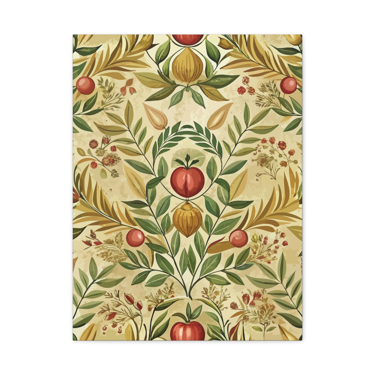 Folk Floral Pattern, Greek Inspired 02 - 18 in x 24 in Matte Canvas, Stretched, 1.25 in