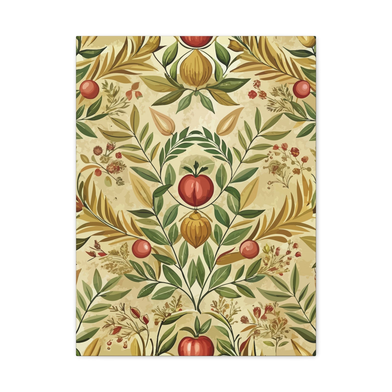 Folk Floral Pattern, Greek Inspired 02 - 18 in x 24 in Matte Canvas, Stretched, 1.25 in