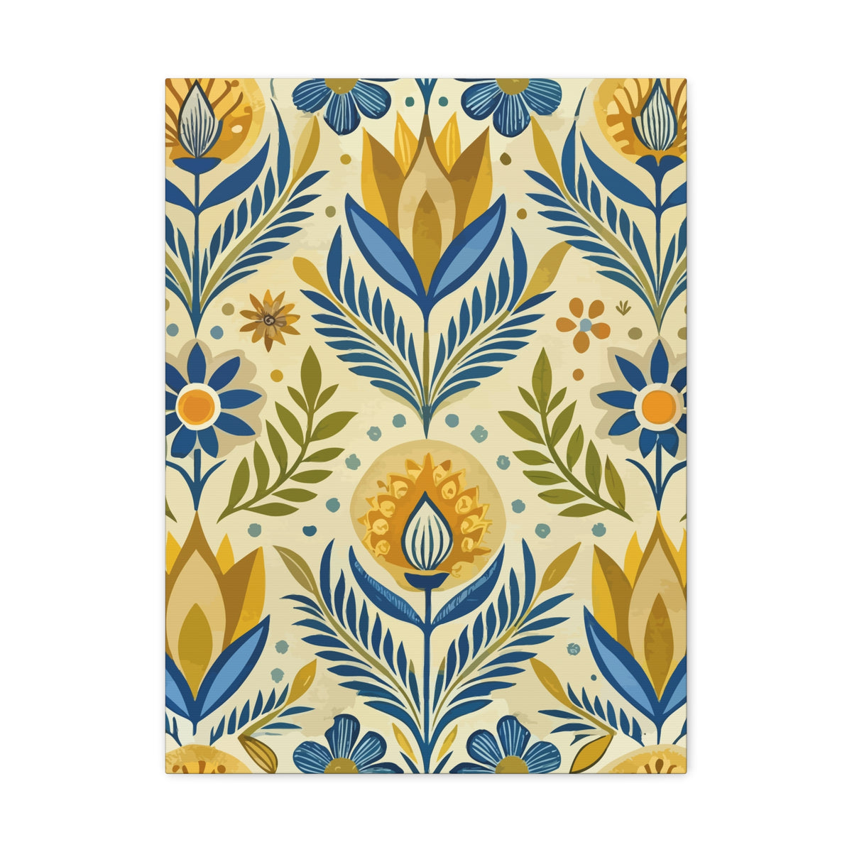 Folk Floral Pattern, Scandinavian Inspired 05 - 18 in x 24 in Matte Canvas, Stretched, 1.25 in