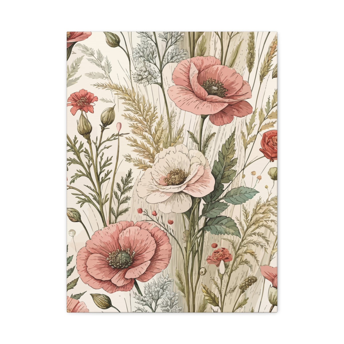 Wildflowers Pattern 177 - 18 in x 24 in Matte Canvas, Stretched, 1.25 in