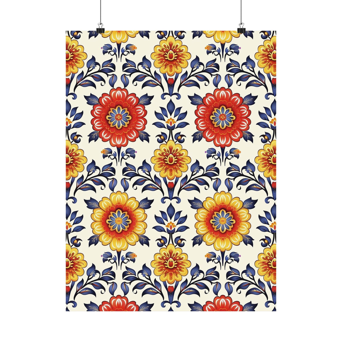 Mexican Floral Fiesta Pattern 044 - 18 in x 24 in Matte Poster