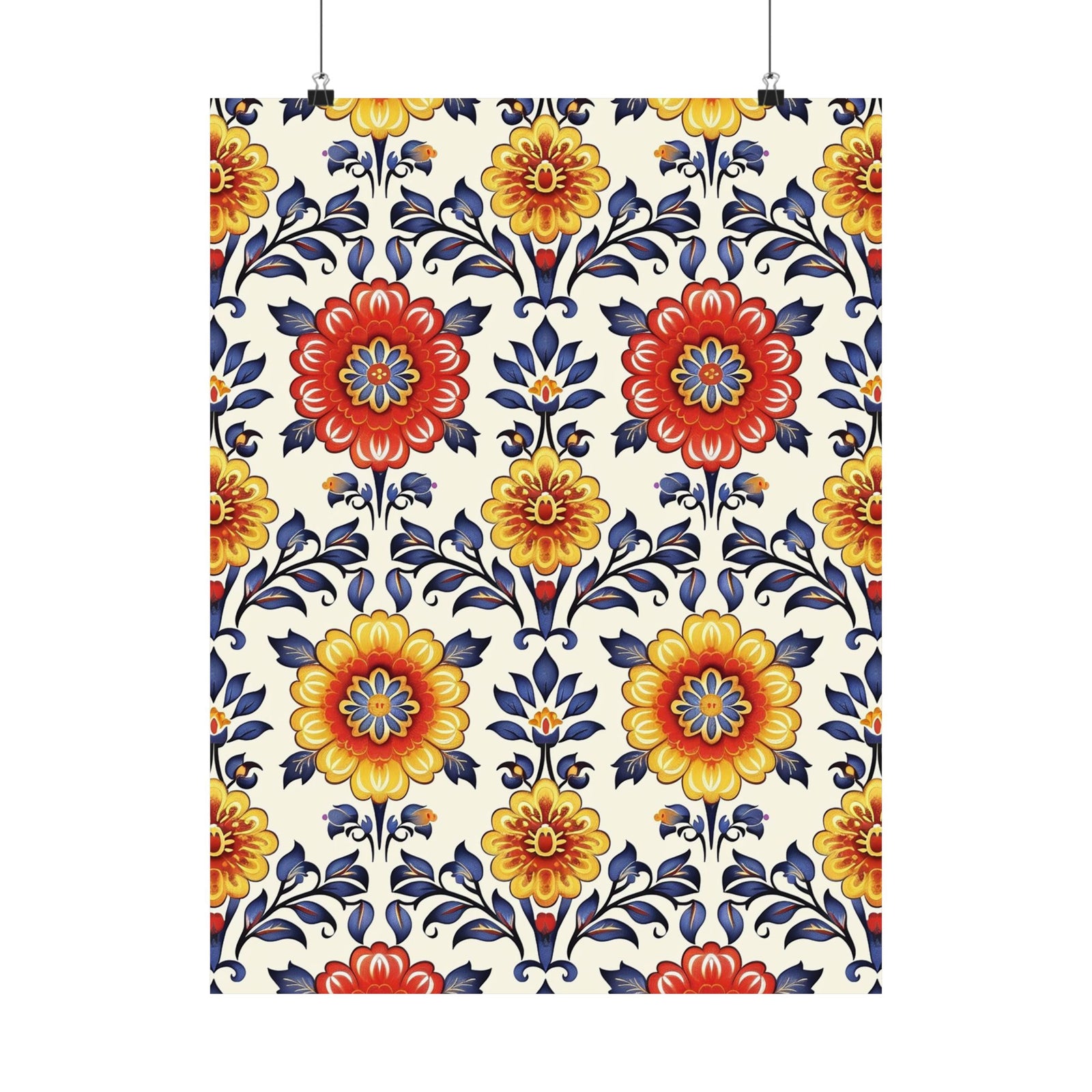 Mexican Floral Fiesta Pattern 044 - 18 in x 24 in Matte Poster