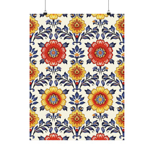 Mexican Floral Fiesta Pattern 044 - 18 in x 24 in Matte Poster