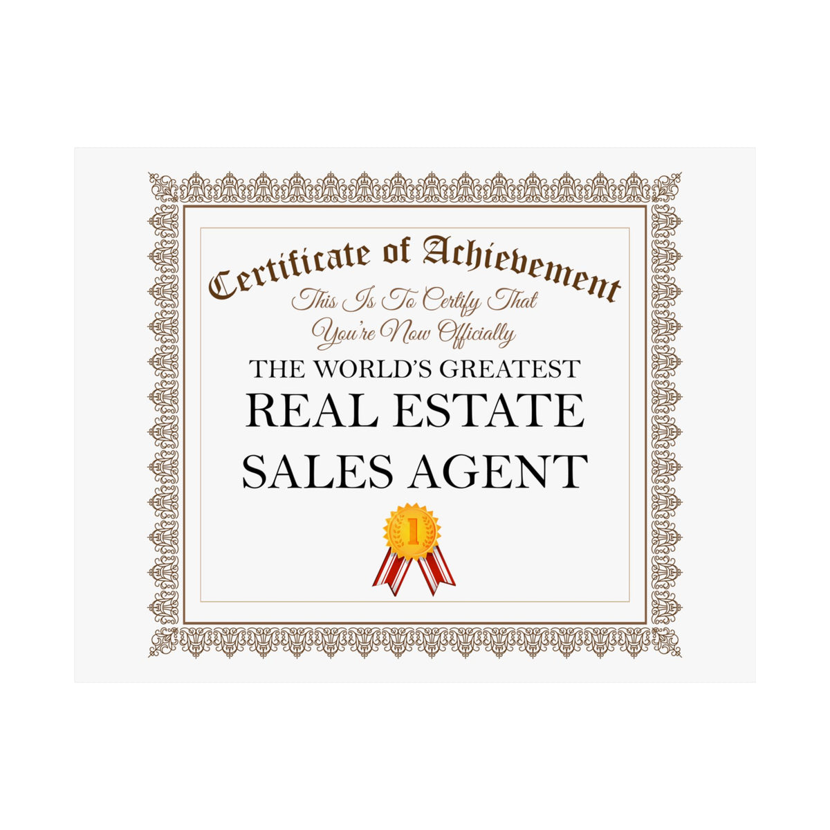 World's Greatest Real Estate Sales Agent - 14 in x 11 in Matte Poster